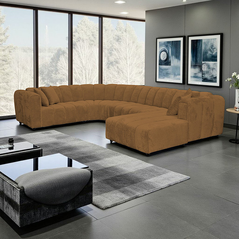 5 Seater Corner Sofa, Right Hand Facing, Gold