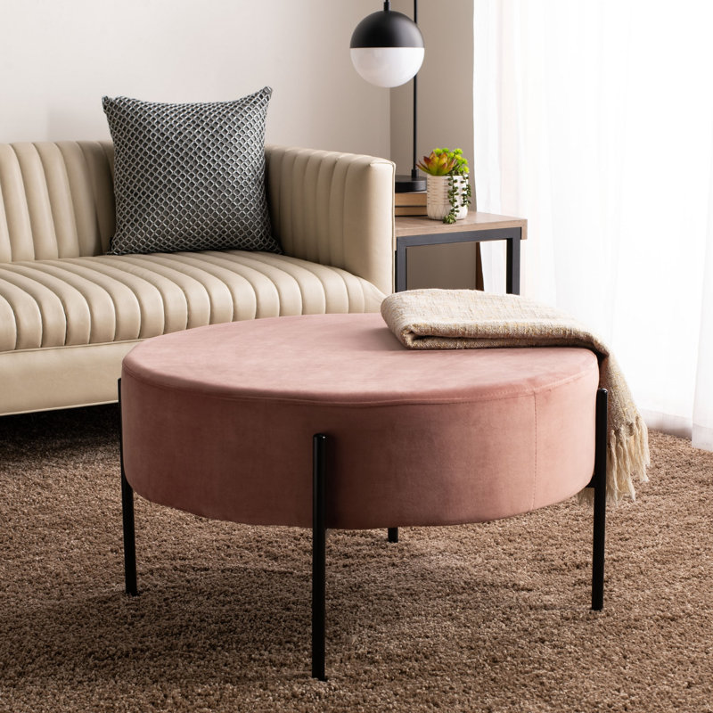 Lisbon Velvet Ottoman, Dusty Rose Velvet