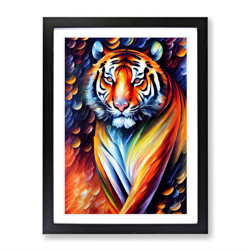 Tiger Portrait No.4 - Single Picture Frame Print, Black Framed, 64cm H x 46cm W x 2cm D