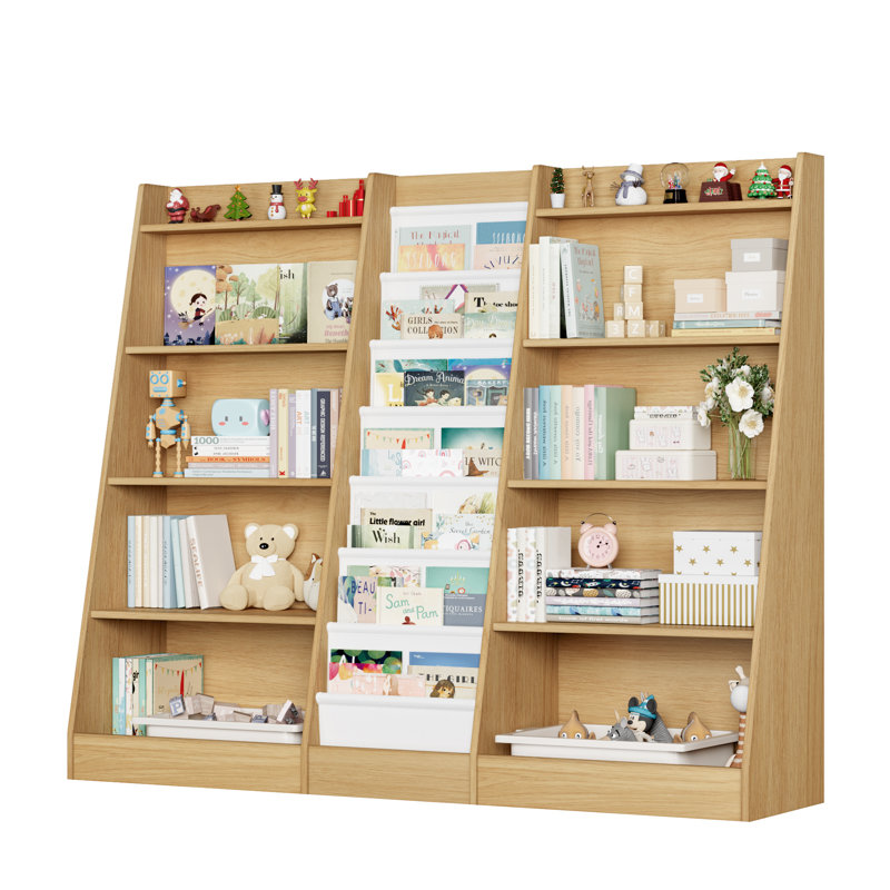 ON SALE!  5-Tier Kids Bookshelf with Storage Pockets, Natural