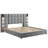 California King Size Upholstered Bed Frame,With Wall Sconce and USB Port, Wide Headboard, Velvet, Gray