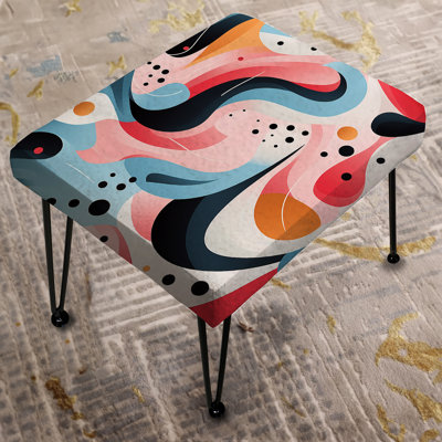 Pink And Blue 1950S Trendy Patterns - Geometric Rectangle Ottoman