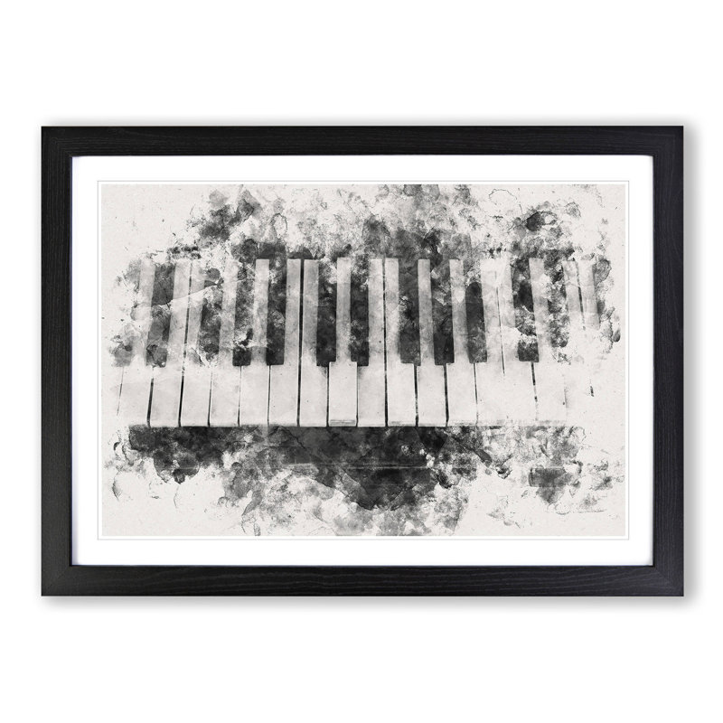 Broken Piano Keys - Picture Frame Painting Print, 62cm H x 87cm W x 2cm D, Black Framed