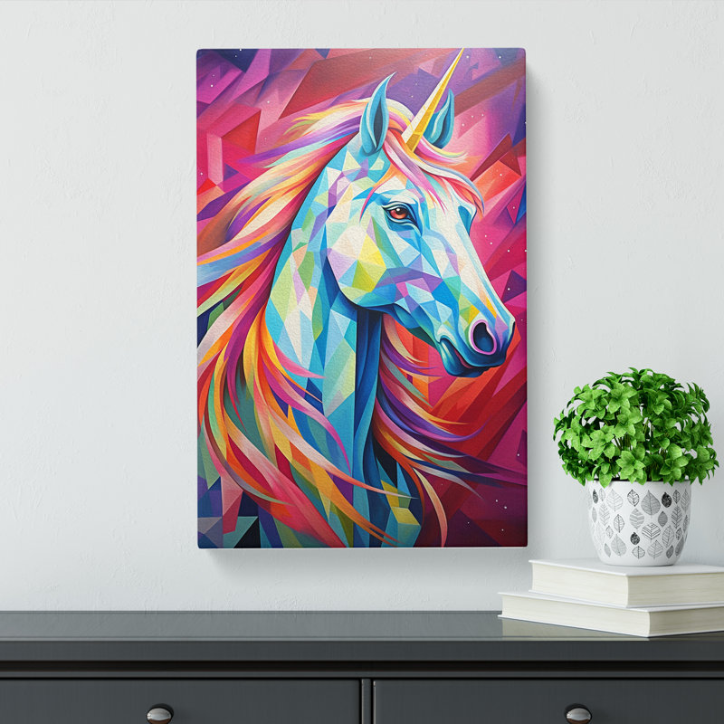 Unicorn Hard Edge Painting - Print, 60cm H x 40cm W x 3cm D