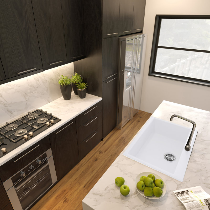 Rockport 27.19'' L Single Basin Kitchen Sink, Matte White