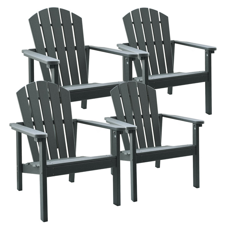 All Weather HDPE Stackable Adirondack Chair,Space-Saving Outdoor Patio Chair,4Pcs, Gray