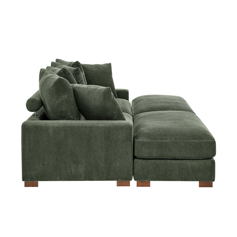 Canapé rembourré avec pieds en bois massif, H 34 po x l 67,5 po x P 86 po, 4