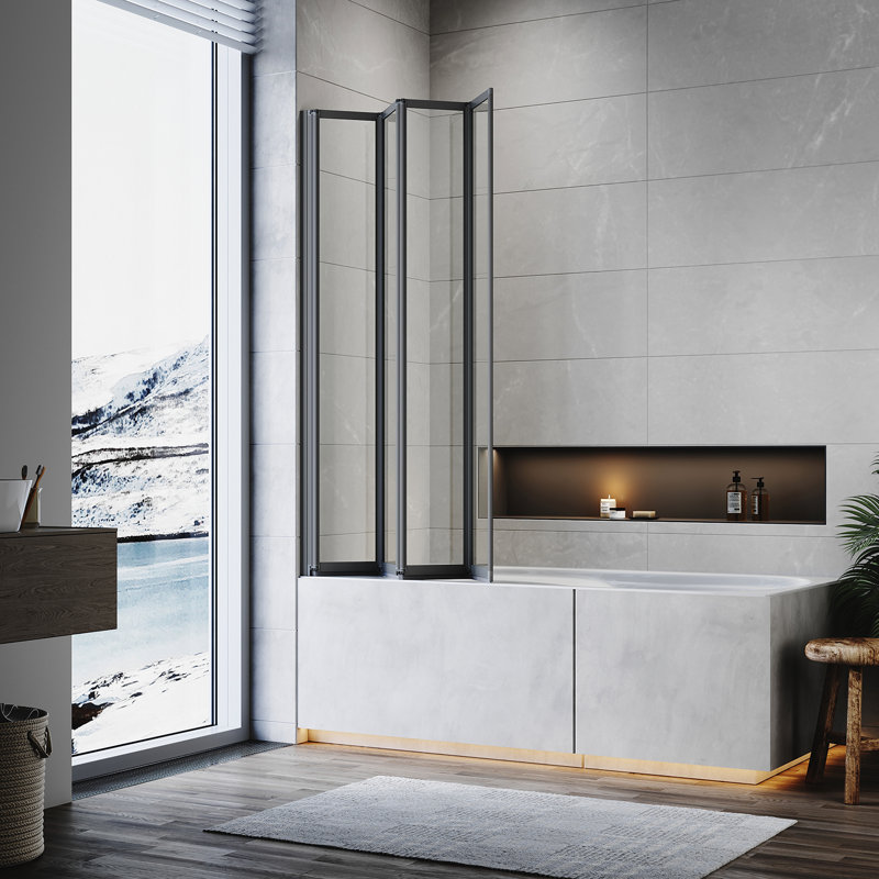 203.2mm W x 1400mm H Hinged Framed Tub Door with Clear Glass