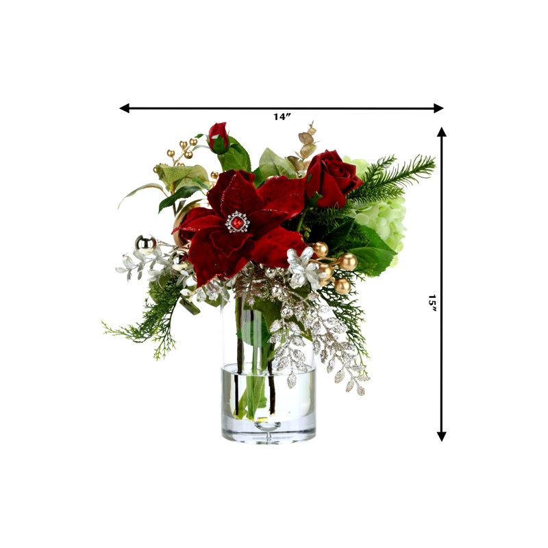 Jeweled Poinsettia Christmas Vase - 16.5 Inches