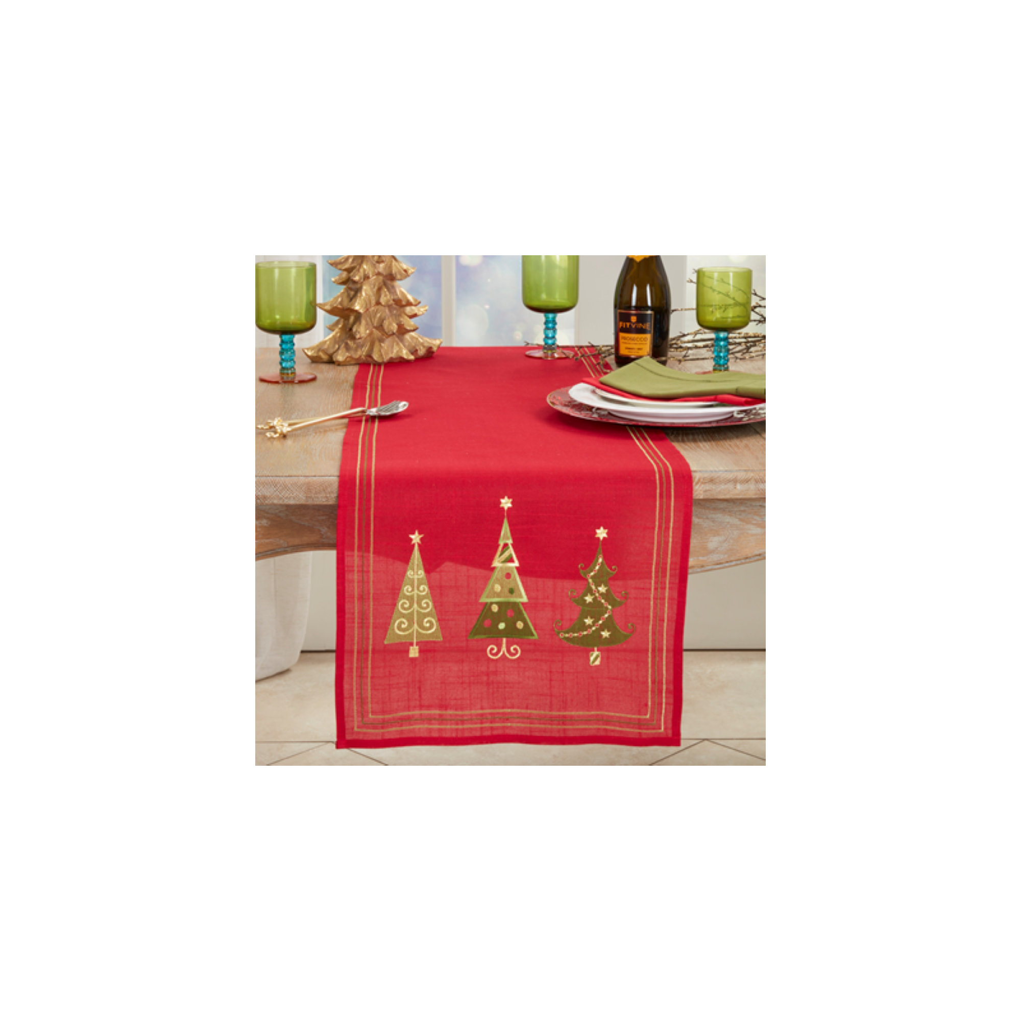 Floral Christmas Table Runnner, 54" x 16"