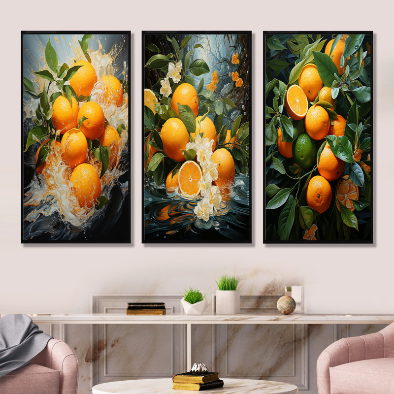 Orange Tropical Twist, Black Floater Framed, 32" H x 48" W