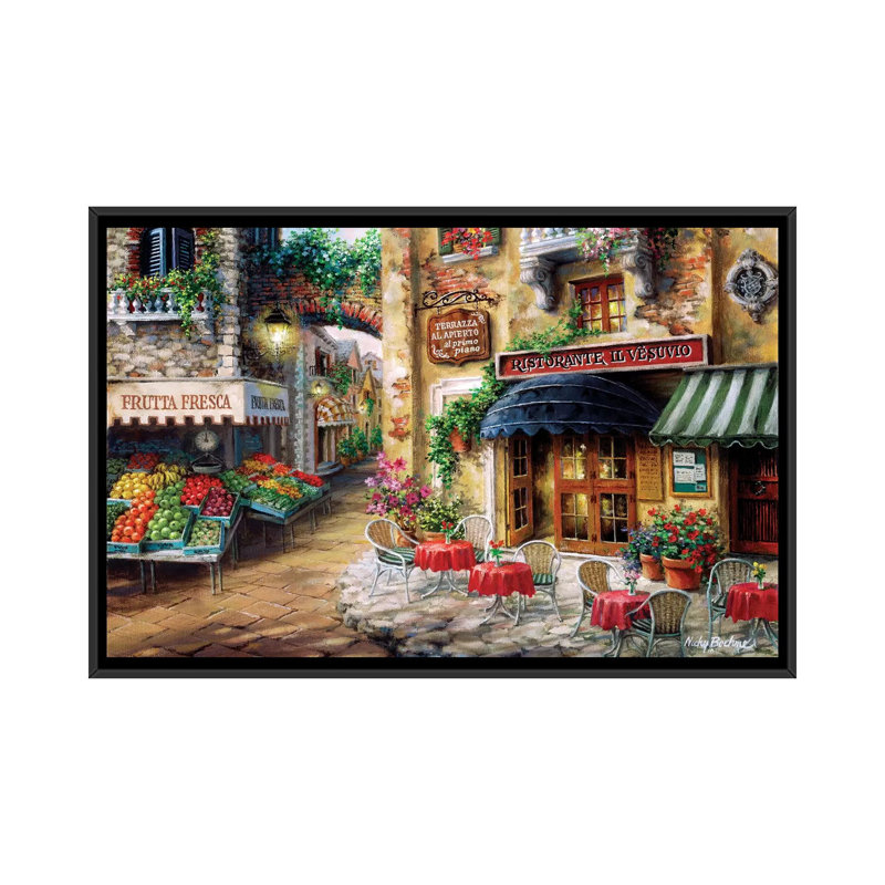 " Buon Appetito " by Nicky Boehme, 18" H x 26" W x 1.5" D, Black Framed Canvas