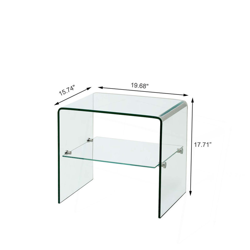 Table de bout et de bout en verre transparent, petite table de bout en verre trempé
