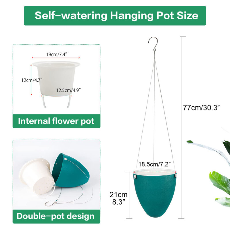 Pot de fleurs suspendu en plastique, Vert olive