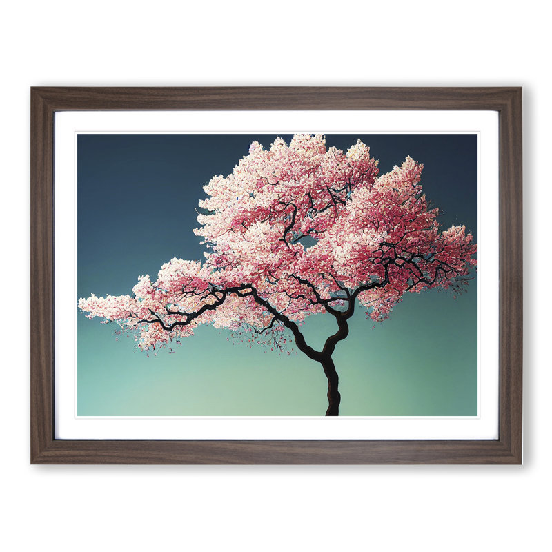 Vibrant Cherry Blossom Tree - Framed Print, 25cm H x 34cm W x 2cm D, Walnut