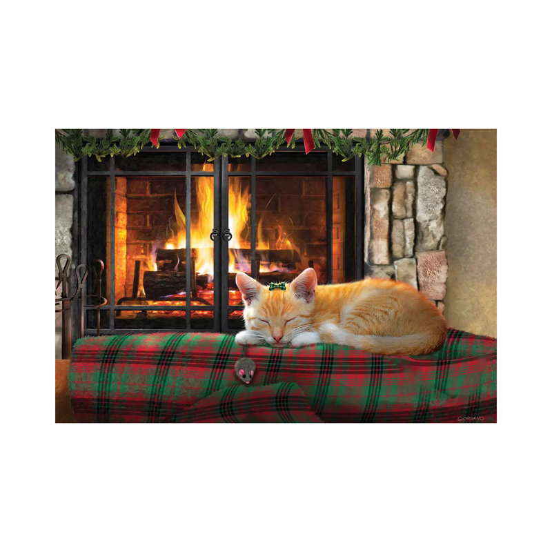 «Asleep by the Fire» par Giordano Studios - impression sur toile tendue, H 12 po x l 18 po x 1,5 po