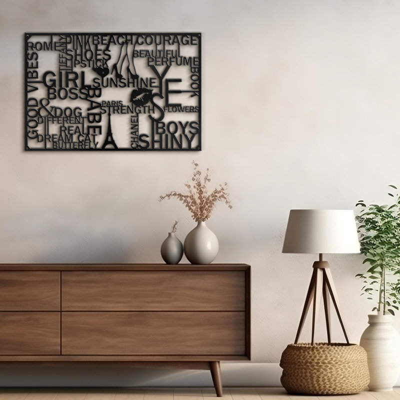 Décoration romantique en métal romantique romantique, H 12,06 po x l 18 po x P 0,05 po, Noir