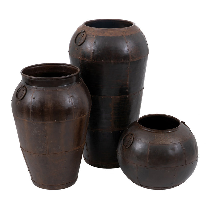 Arnasia Metal Floor Vase, White, 48cm H x 48cm W x 43cm D