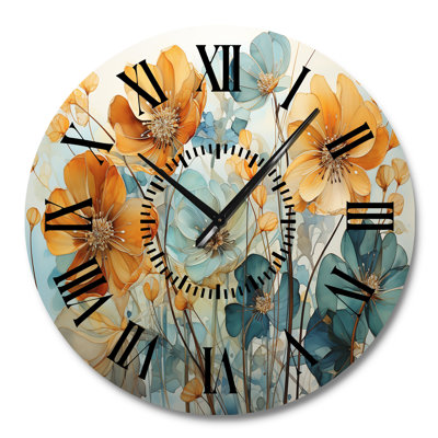 Horloge murale sarcelle Botanical I