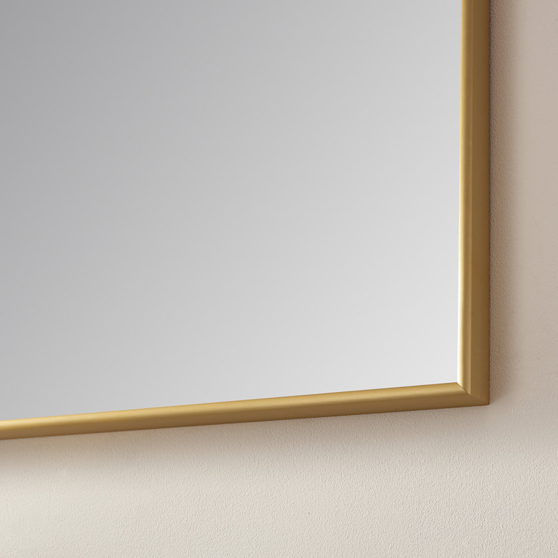 Wallace Metal Flat Wall Mirror, Brushed Gold, 32" x 60"