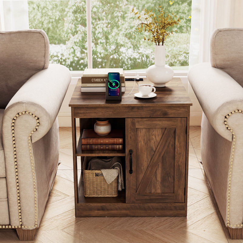 60cm W Manufactured Wood Bedside Table, Brown