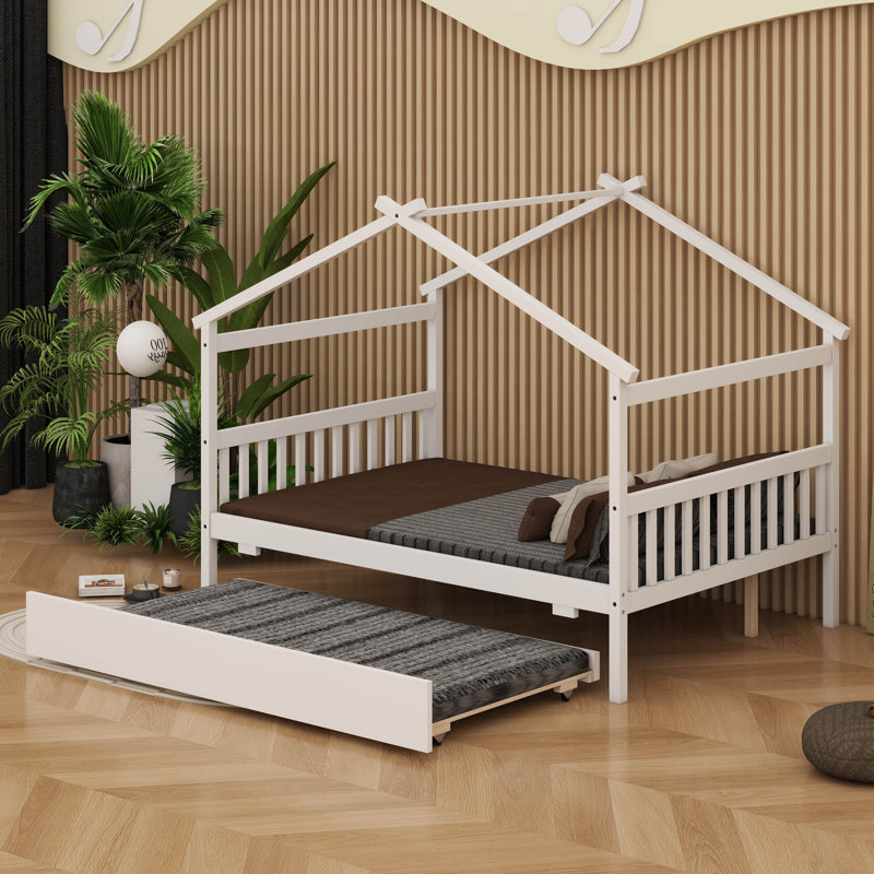 Lit gigogne en bois de pin massif, Blanc