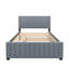 Full Size Velvet Upholstered Platform Bed With Twin Size Trundle, Grey