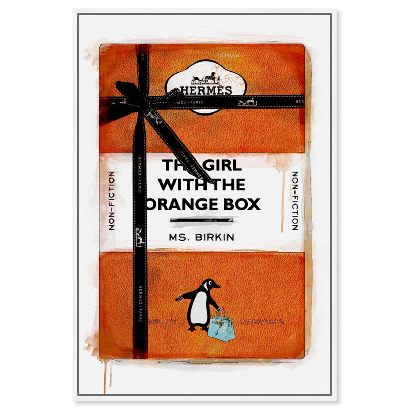 «The Girl with the Orange Box», impression sur toile, H 15 po x l 10 po, Cadre blanc