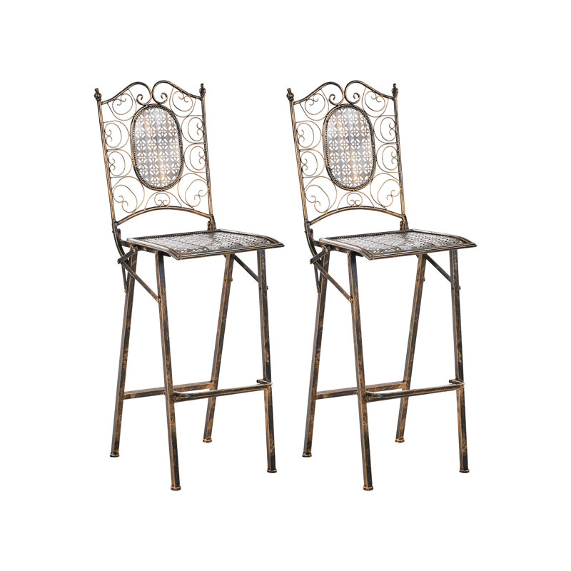 Bormio Lark Manor Bar Set with Iron Frame and Metal Outer Material