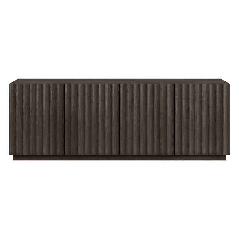 Marion Rectangular Fluted TV Stand for TV's up to 75" in Brown Oak, Brown Oak