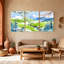«Landscape & Nature Spring Mountain Landscape With Cherry Blossoms», ensemble de 3 impressions sur toile-1021762545