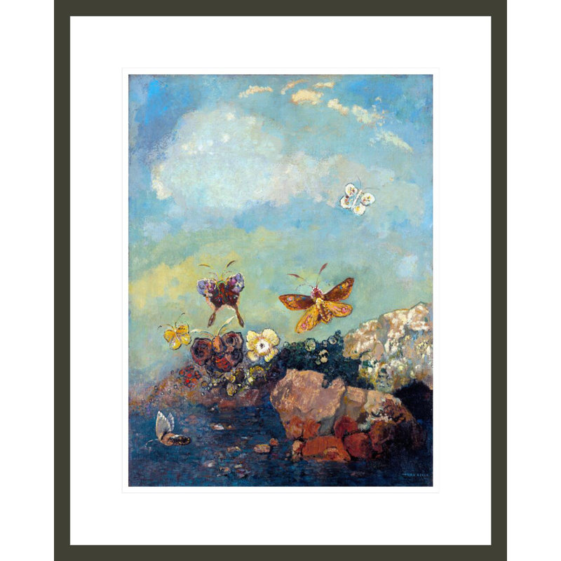 «Butterflies» par Odilon Redon, impression giclée sur cadre, H 21,75 po x l 17,56 po