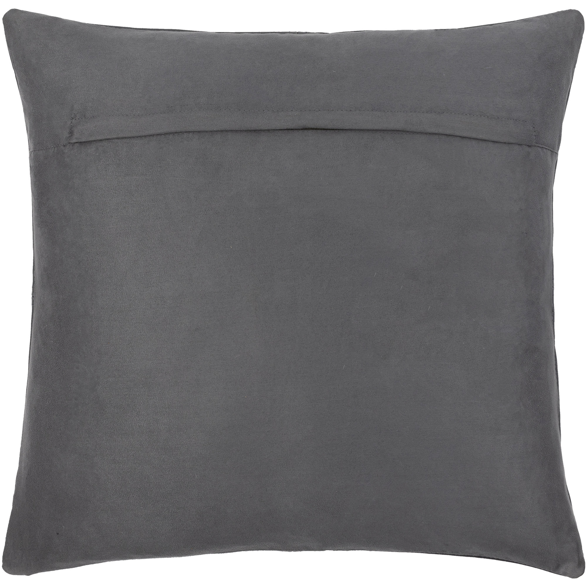 Declan Leather/Suede Pillow Cover, 20" x 20", Gray, Poly Fill