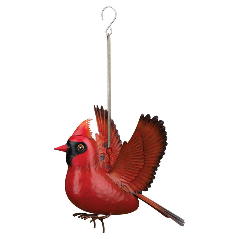 Life-Size Red Metal Cardinal Bird Garden Decor