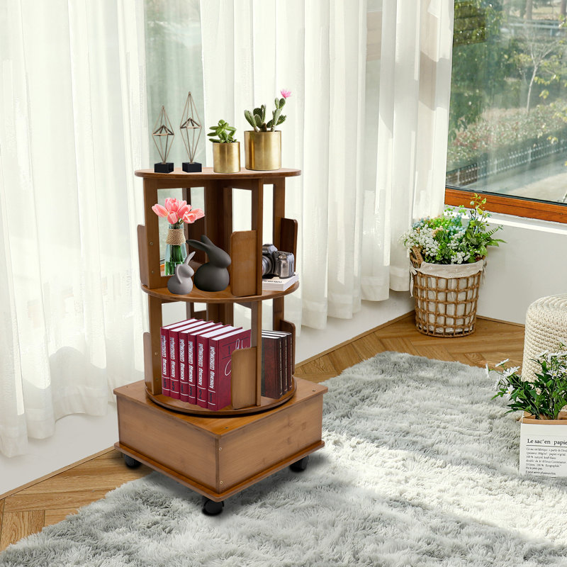 Mitthun End Table with Wheels, Brown