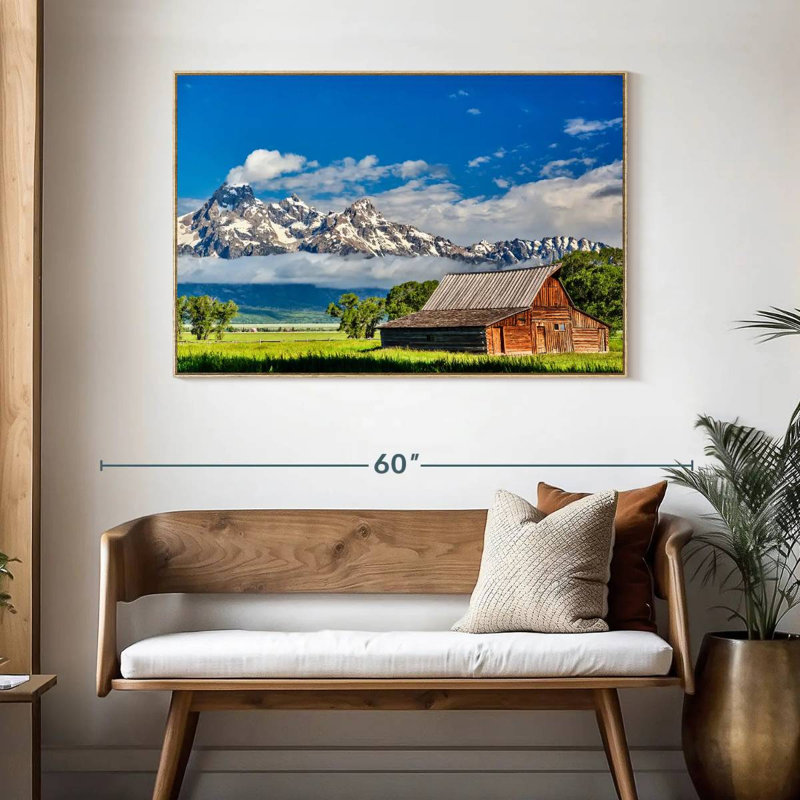 Grand Teton Mormon Barn, Cadre flottant en bois naturel, 46 po x 31 po