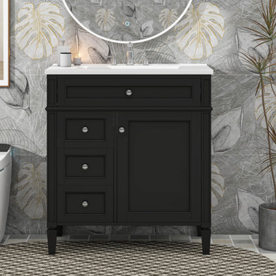 Designs 30" Bathroom Vanity With Sink, 2 Drawers, One Cabinet And A Tip-Out Drawer