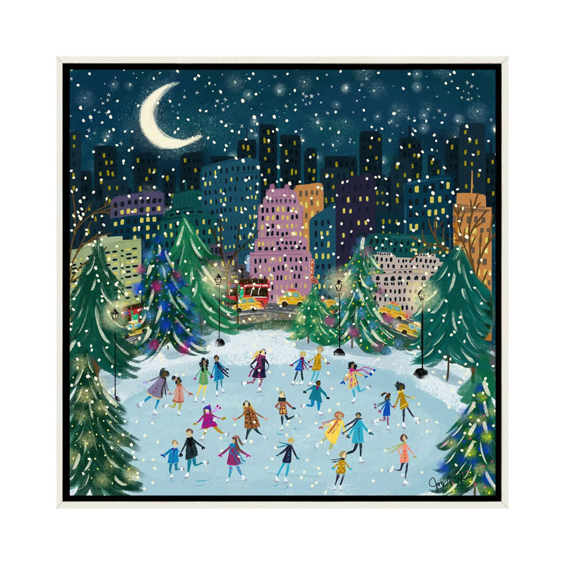 «Skating In The Park», reproduction d'art sur toile encadrée, Blanc patiné, H 37 po x l 37 po
