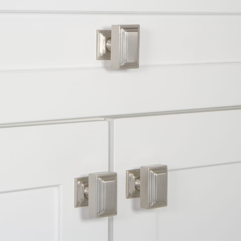 Carré Rectangular Knob, Satin Nickel