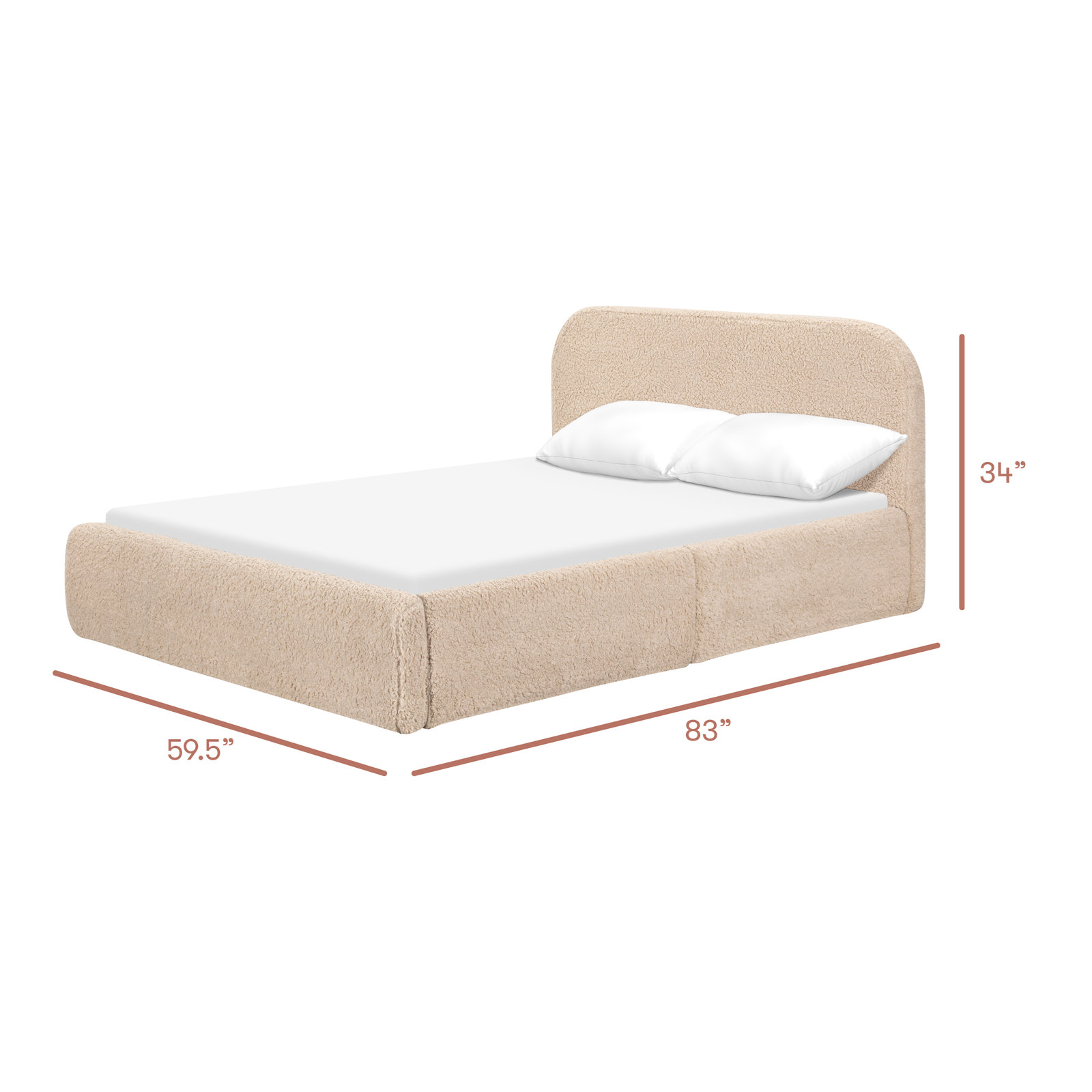 Nara Open-Frame Bed, Chai Shearling, Full