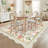 Farmhouse Floral Rug Washable Rug Non Slip Modern Scalloped Carpet, Soft Non Shedding Indoor Carpet, Low Pile Thin Foldable Printed Mat-1434791351