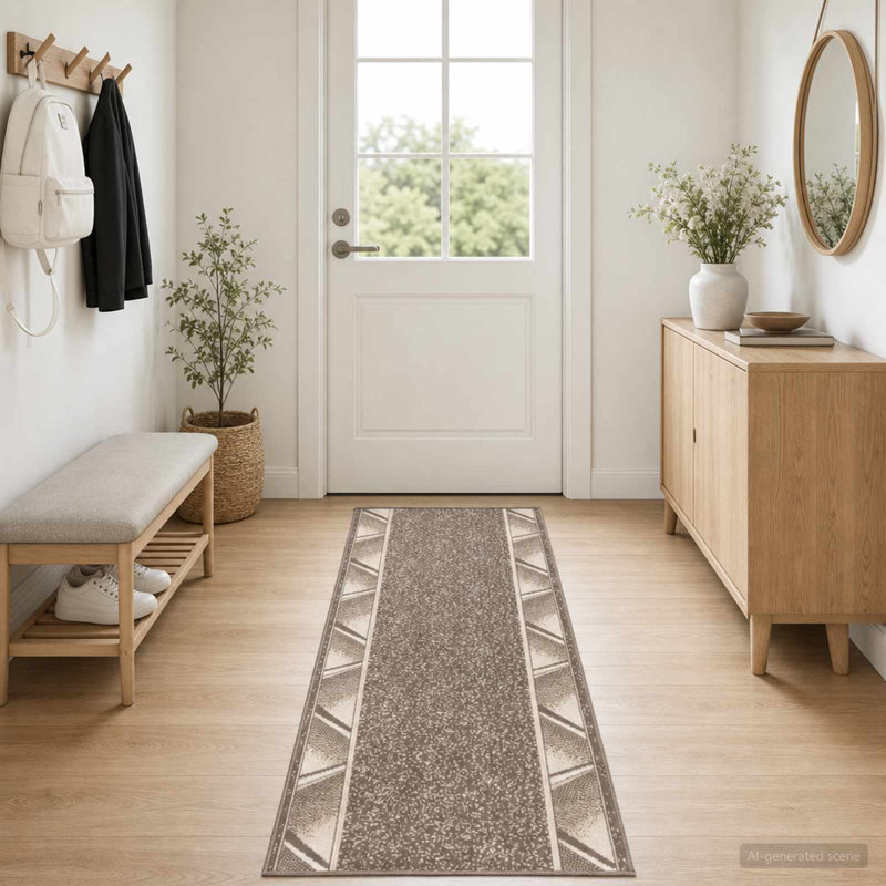 Runner Rug FLORNES Modern Hallway Carpet Runner Washable Indoor Entryway, Brown, Rectangle 67 cm x 200 cm