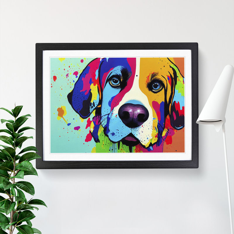 XH1022-6598X Dog Vol.2 Abstract - Single Picture Frame Painting, Black, 46cm H x 64cm W x 2cm D