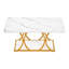 Table basse, table basse moderne en faux marbre, grand bureau central rectangulaire à 2 niveaux avec pieds géométriques, bureau d'appoint minimaliste robuste en métal pour le salon, le bureau, facile à assembler, blanc