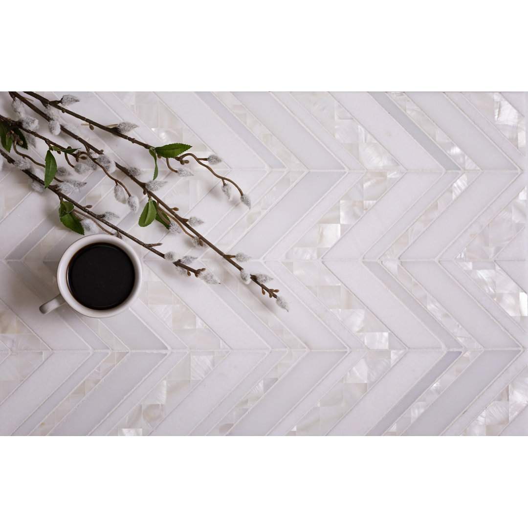 12" x 12" Thassos, Shell Marble Look Mosaic Wall & Floor Tile Tiletopia