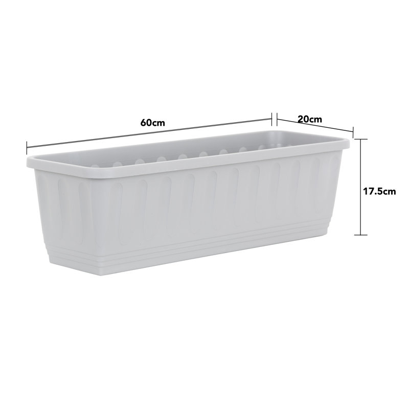 Wham Etruscan Trough Soft Grey, 17.50cm H x 60cm W x 20cm D