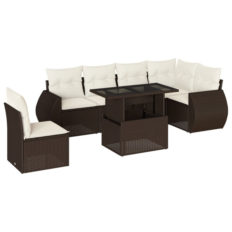 Vidaxl Garden Sofa Set  PE Rattan 7 Piece Modular Garden Sofa Set