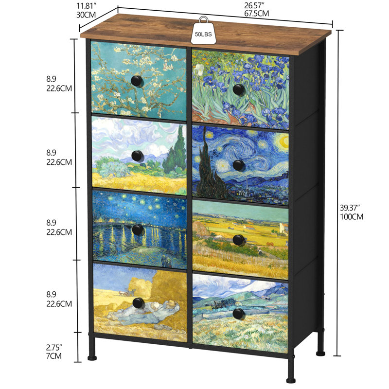 Benno 67.5cm W 8 - Drawer Chest of Drawers