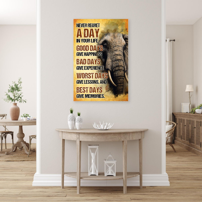 «Never Regret A Day In Your Life», impression sur toile, H 36 po x l 24 po x P 1,25 po