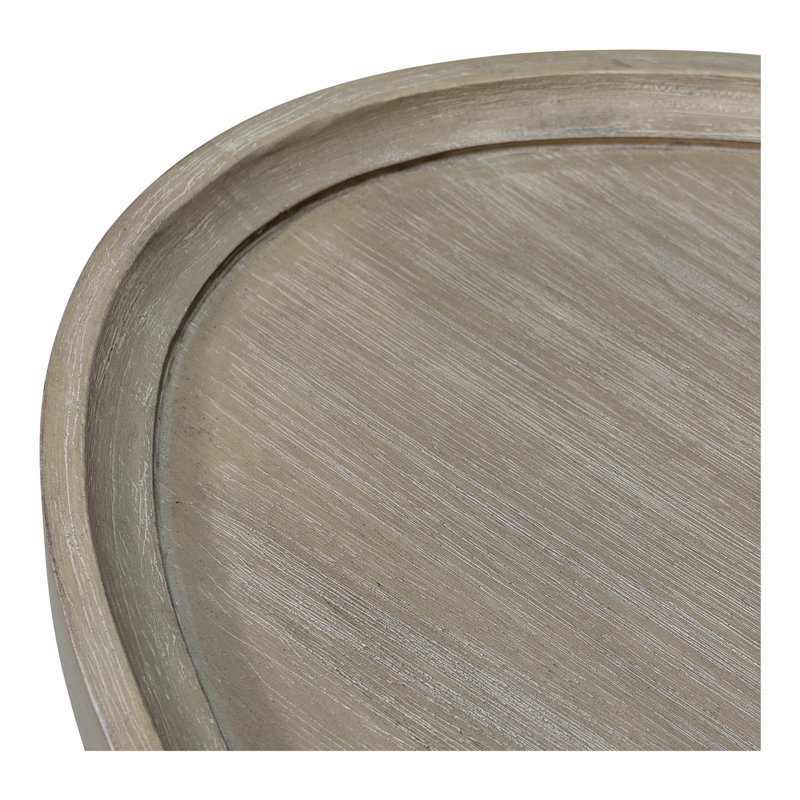 Ayanna Oval Reclaimed Greige Wood Coffee Table with Shelf
